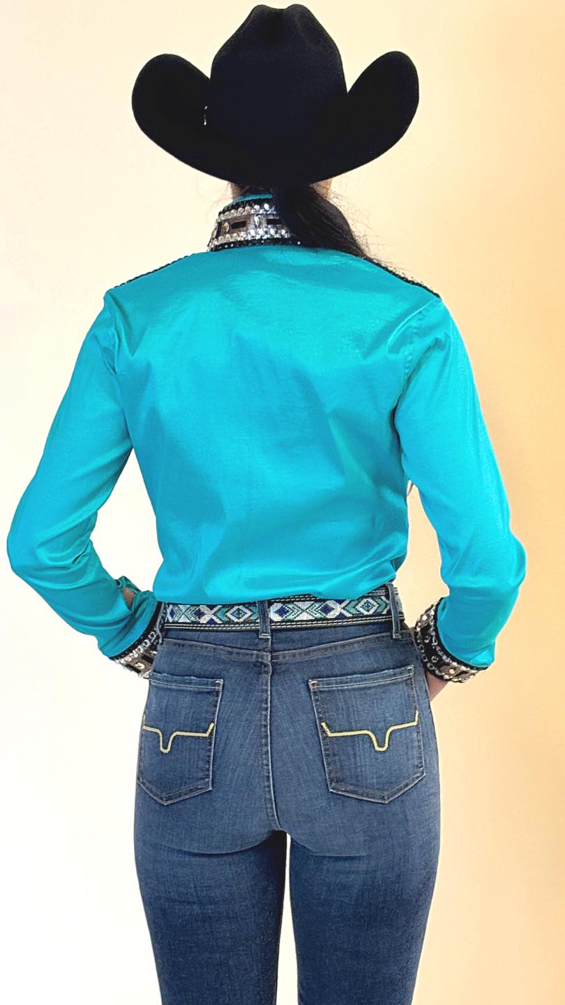 Teal Temptation Taffeta Shirt (Pre-Order)