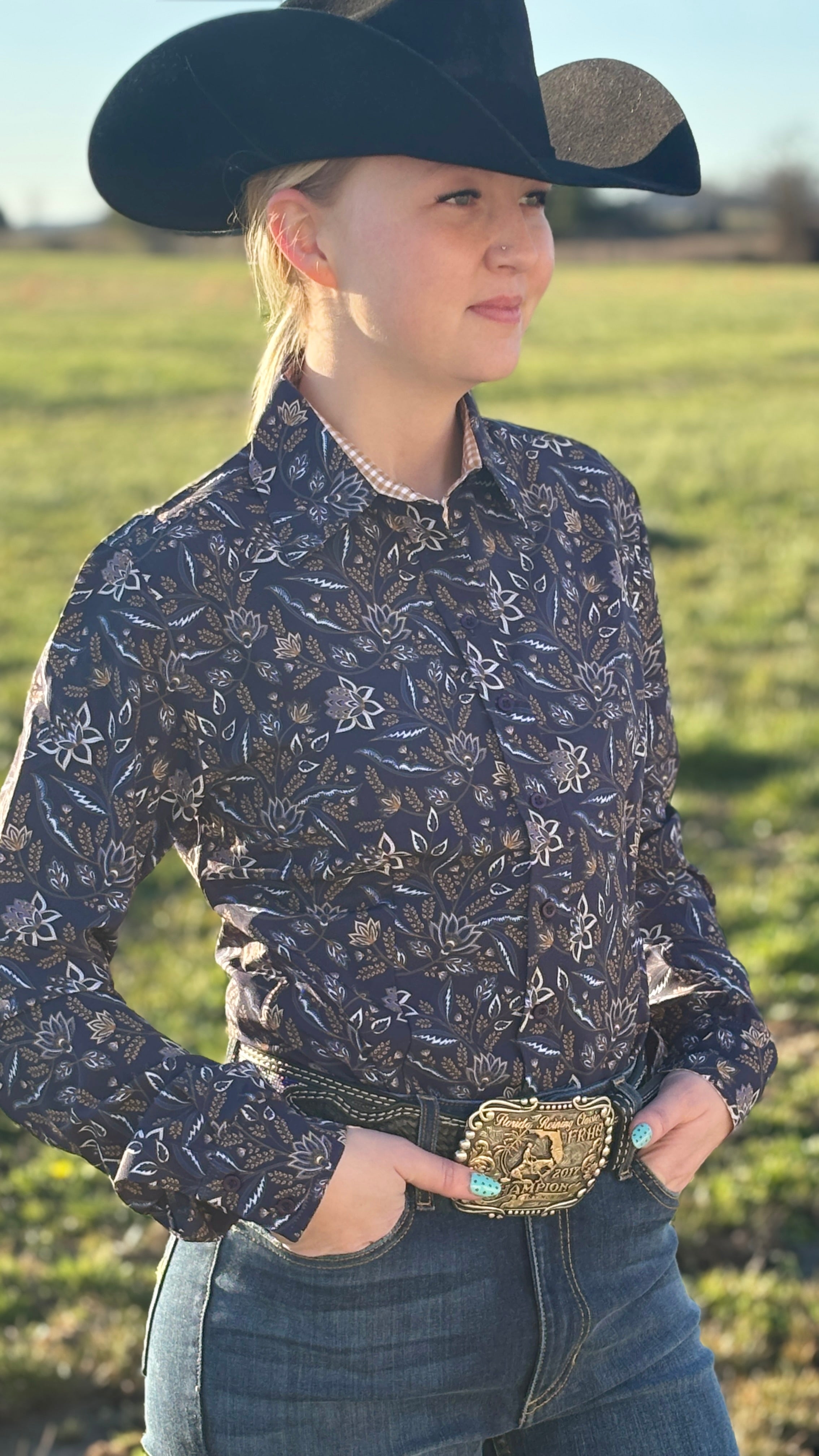 Navy Paisley Easy Care