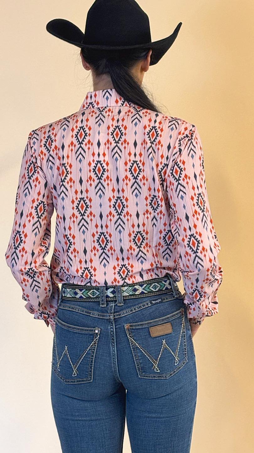 Blush Horizon Easy Care Button Up