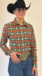 Retro Orange Easy Care Button Up (Pre Order)