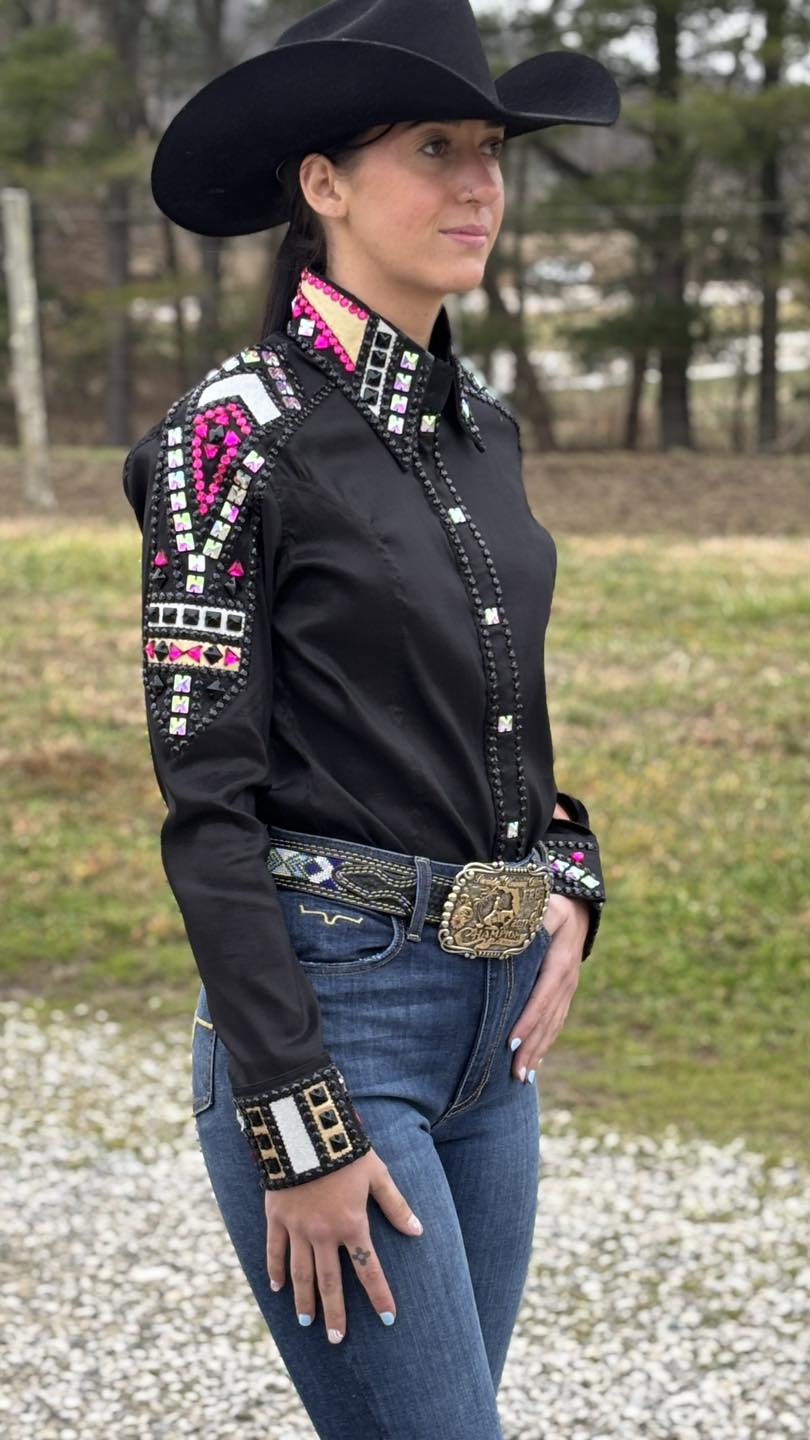 Midnight Pink Sparkle Taffeta Show Shirt (Pre Order)