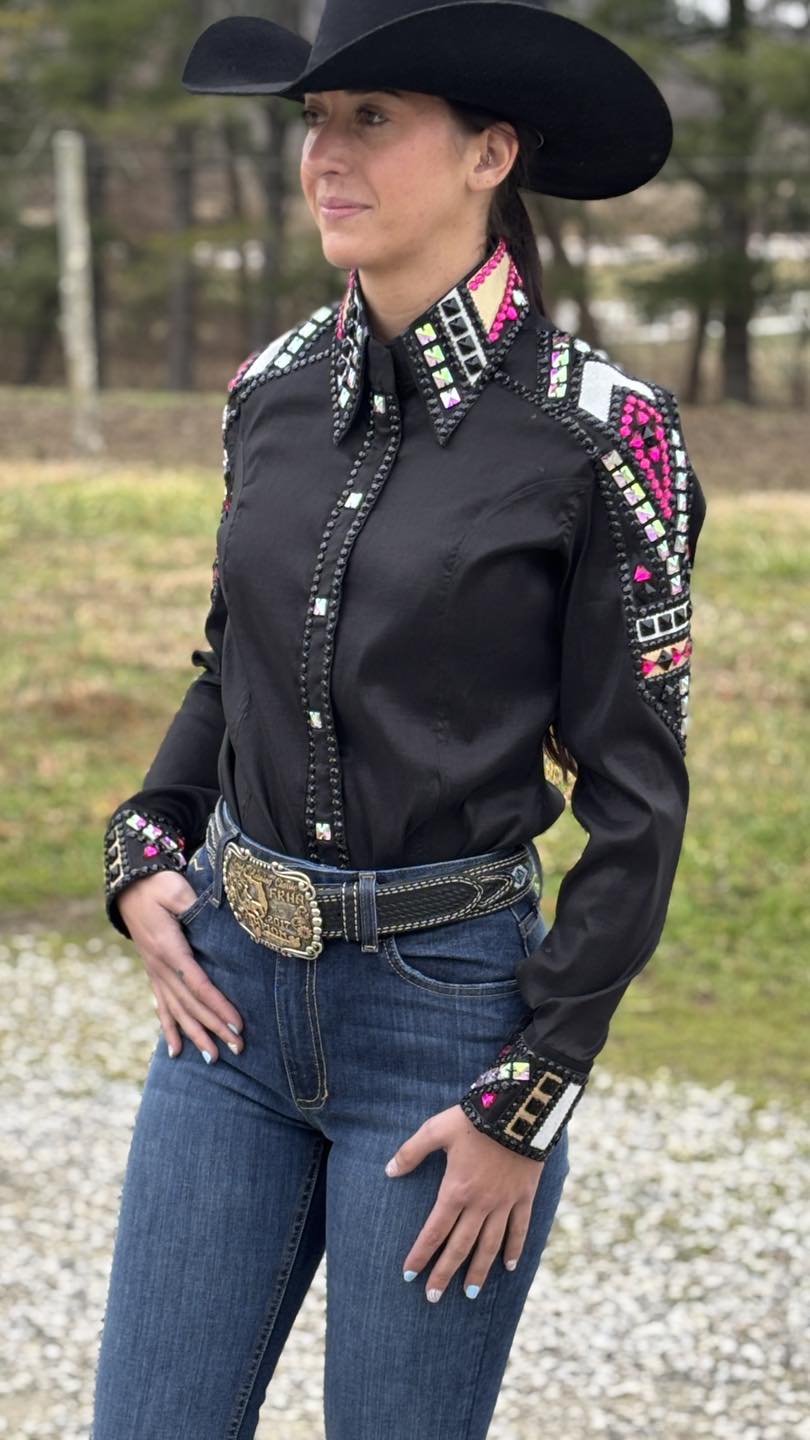 Midnight Pink Sparkle Taffeta Show Shirt (Pre Order)