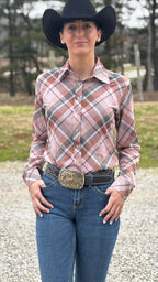 Rustic Herringbone Easy Care Button Up