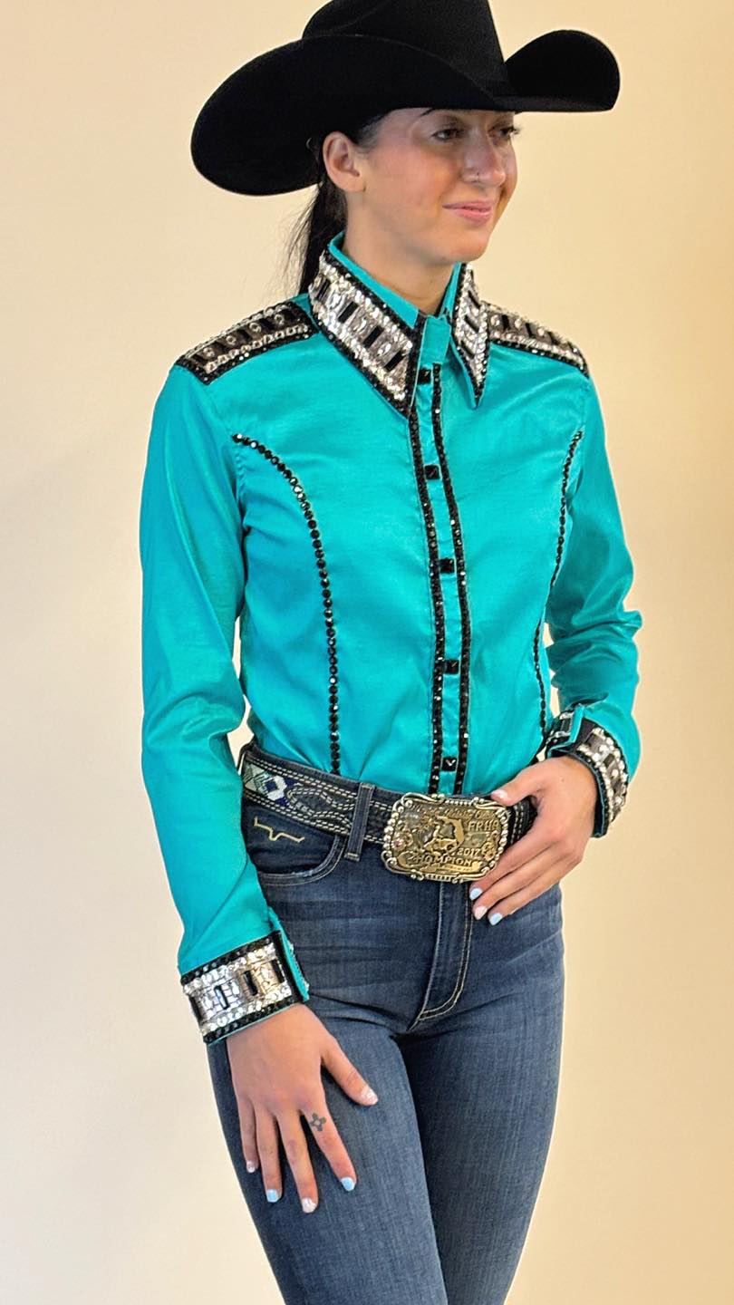 Teal Temptation Taffeta Shirt (Pre-Order)