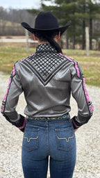 Charcoal & Fuchsia Spark Taffeta Show Shirt (Pre Order)