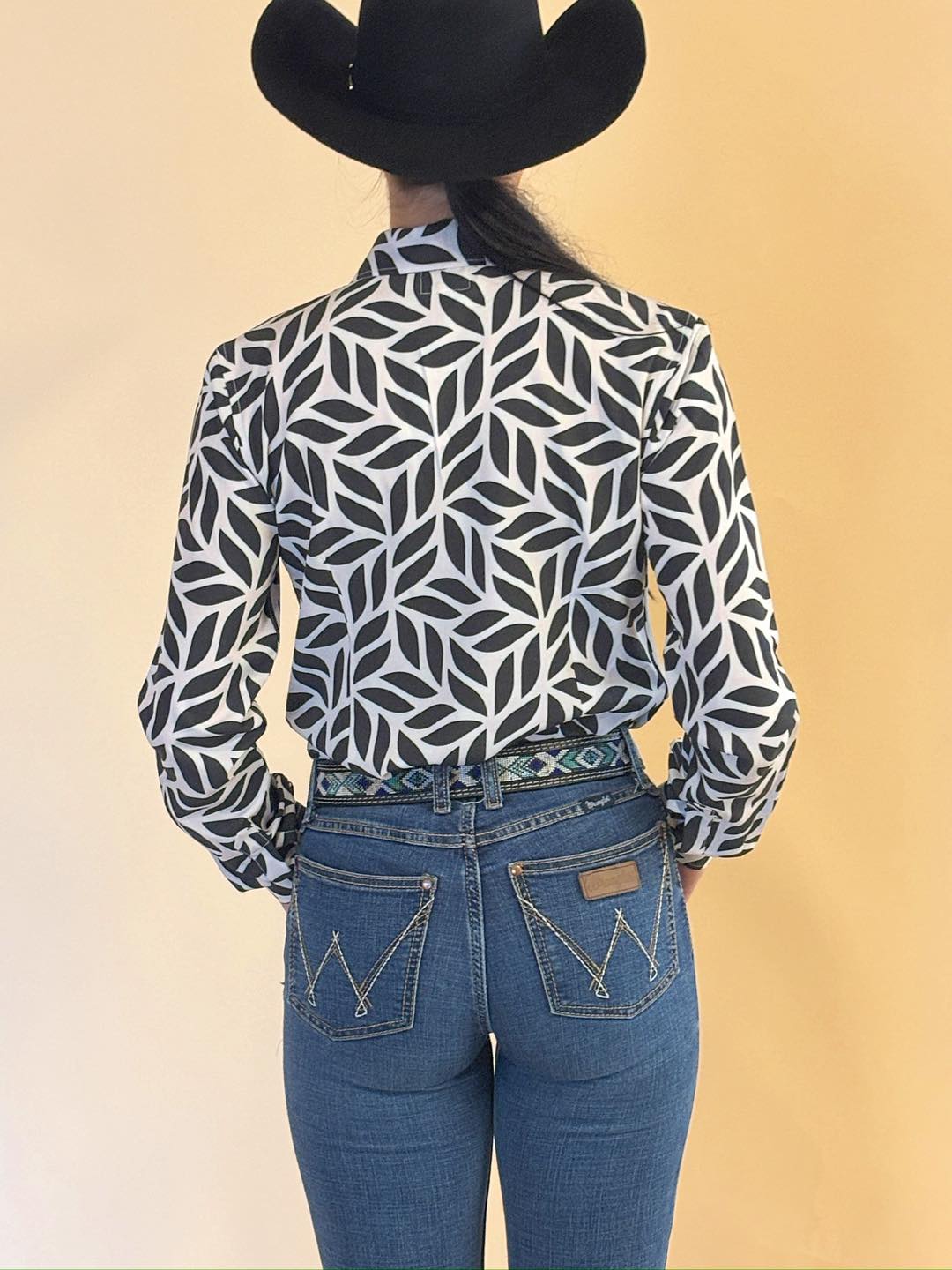 Black Leaf Elegance Easy Care Button Up (Pre Order)