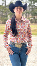 Sunset Swirl Easy Care Button Up