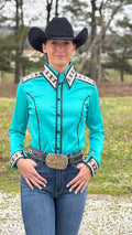 Teal Temptation Taffeta Shirt (Pre-Order)