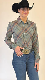 Olive Plaid Easy Care Button Up (Pre Order)