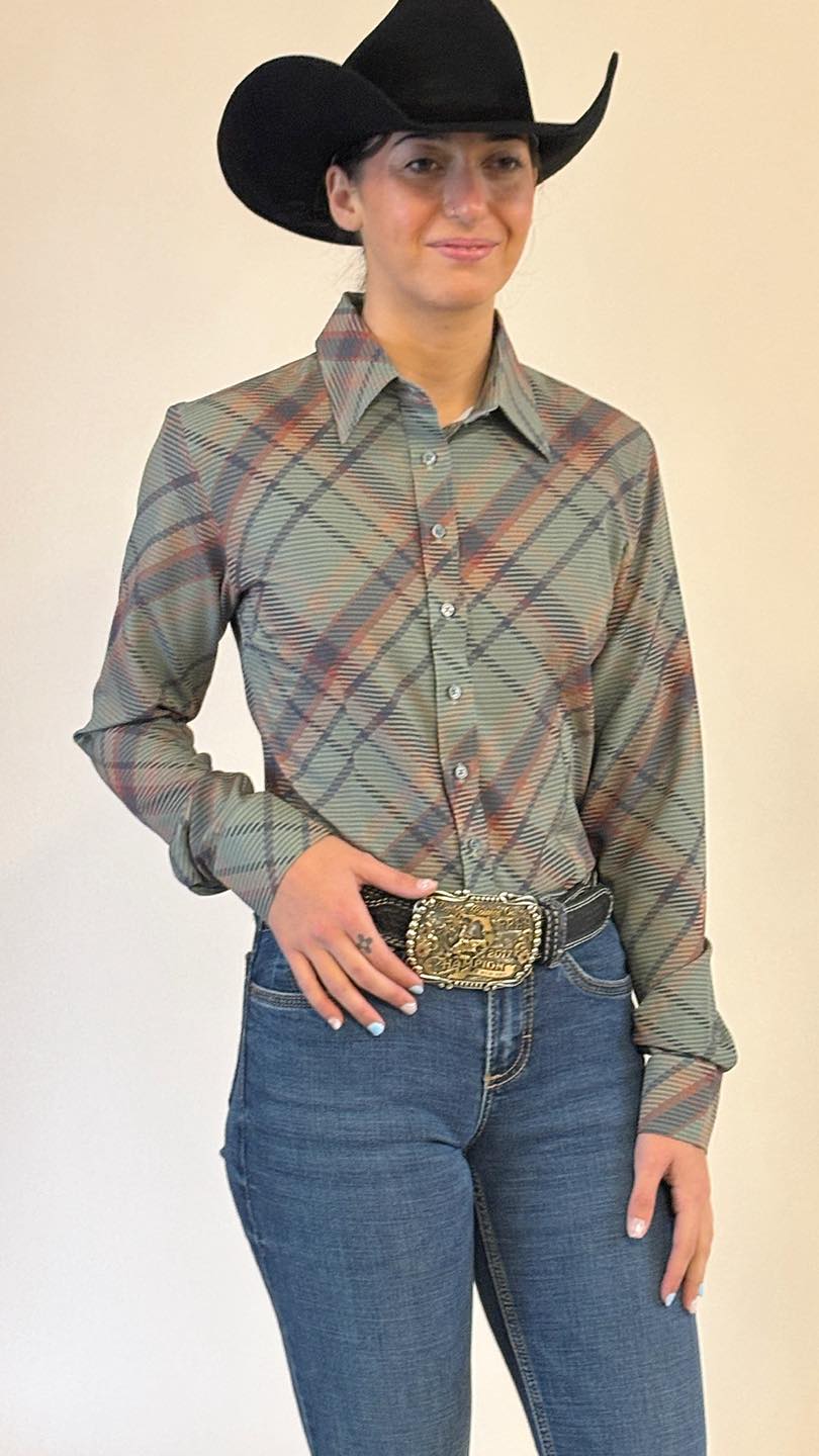Olive Plaid Easy Care Button Up (Pre Order)