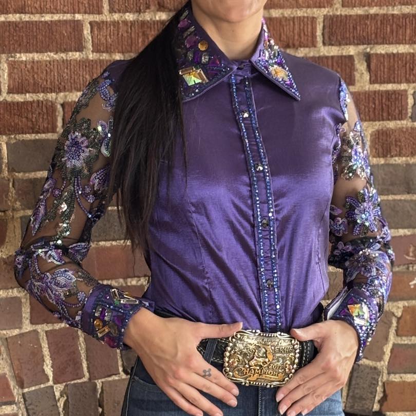 Purple Sheer Sleeve Show Shirt
