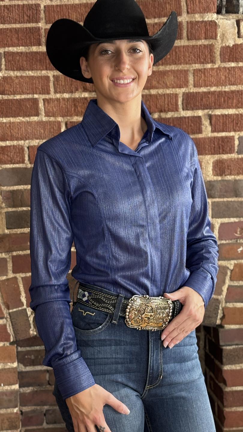 Metallic Conceal Zip Show Shirt