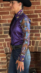 Purple Sheer Sleeve Show Shirt