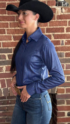 Metallic Conceal Zip Show Shirt
