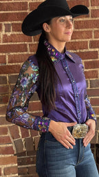 Purple Sheer Sleeve Show Shirt