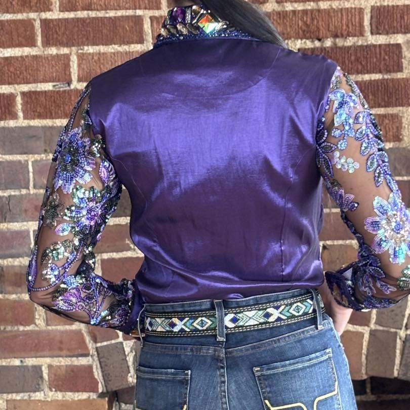 Purple Sheer Sleeve Show Shirt