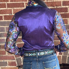 Purple Sheer Sleeve Show Shirt