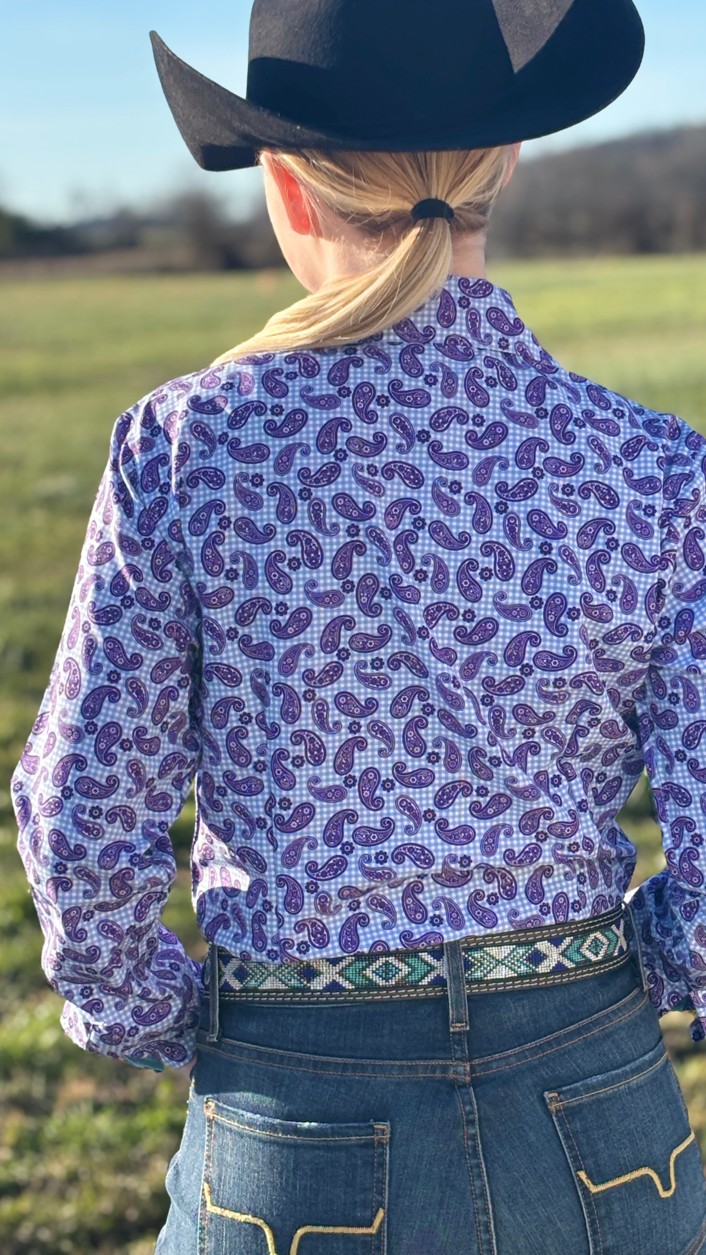 Checkered Paisley Easy Care Button Up