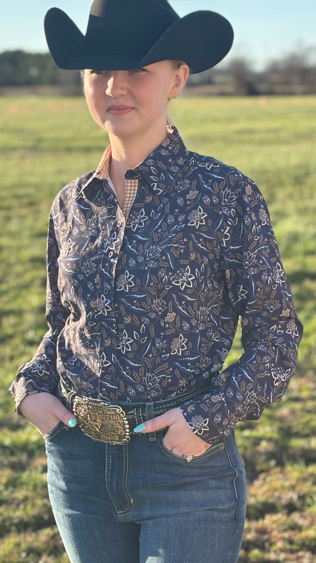 Navy Paisley Easy Care