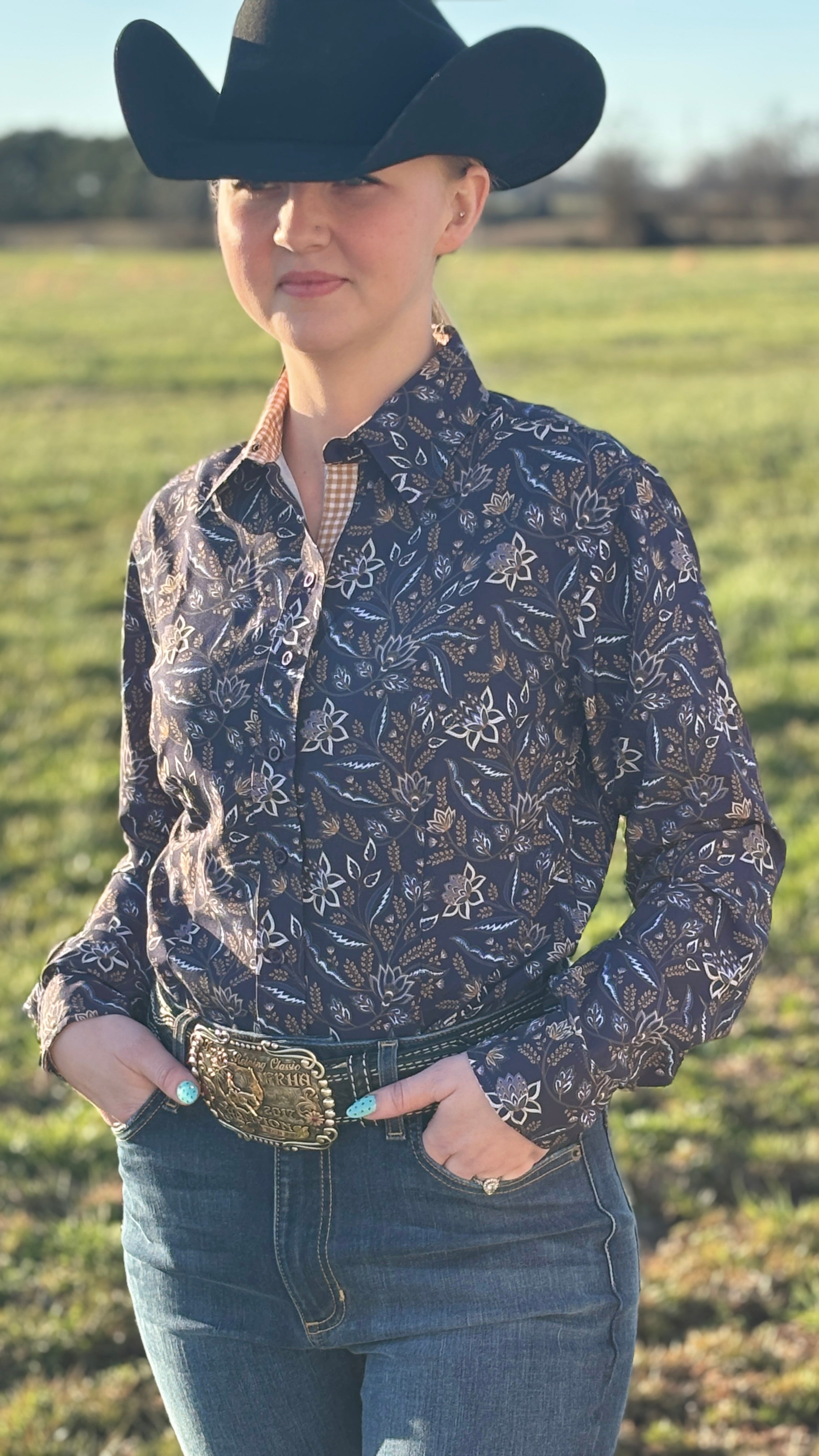 Navy Paisley Easy Care