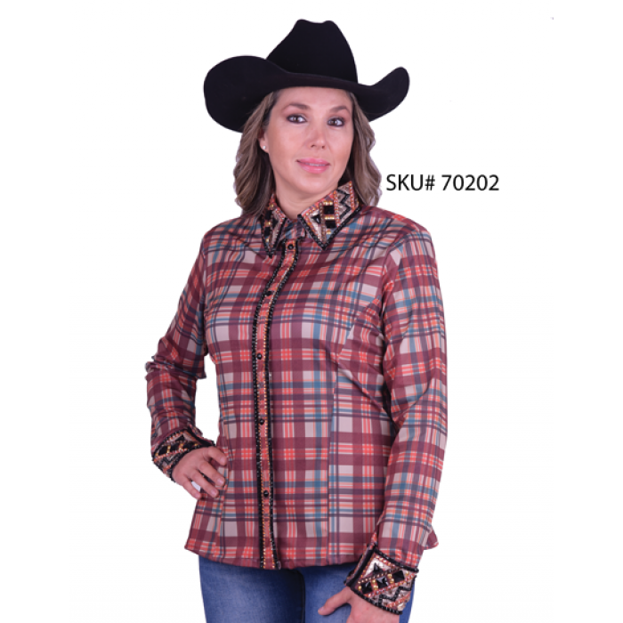 Pretty In Plaid Conceal Shirt - Rust