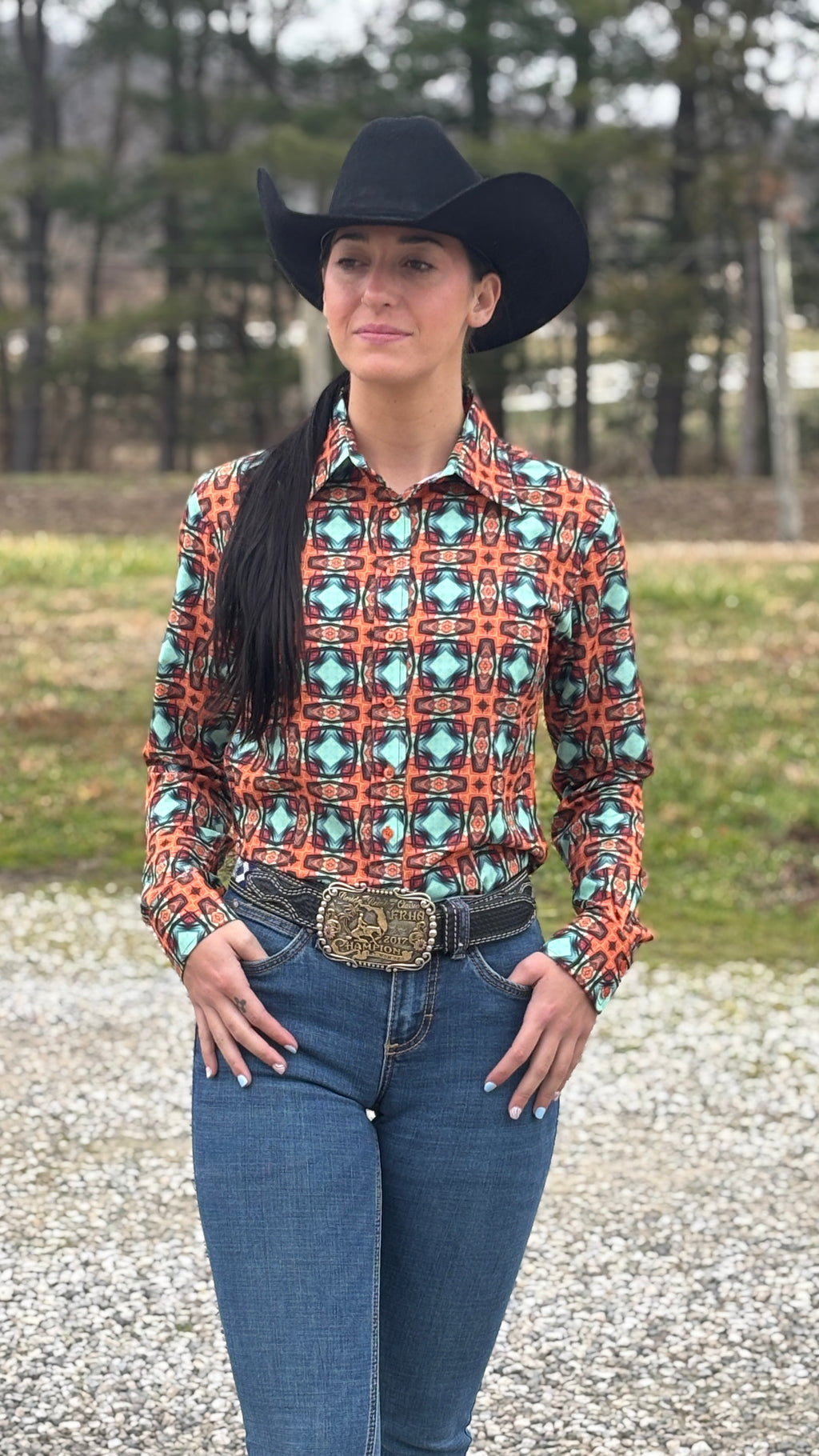 Retro Orange Easy Care Button Up (Pre Order)