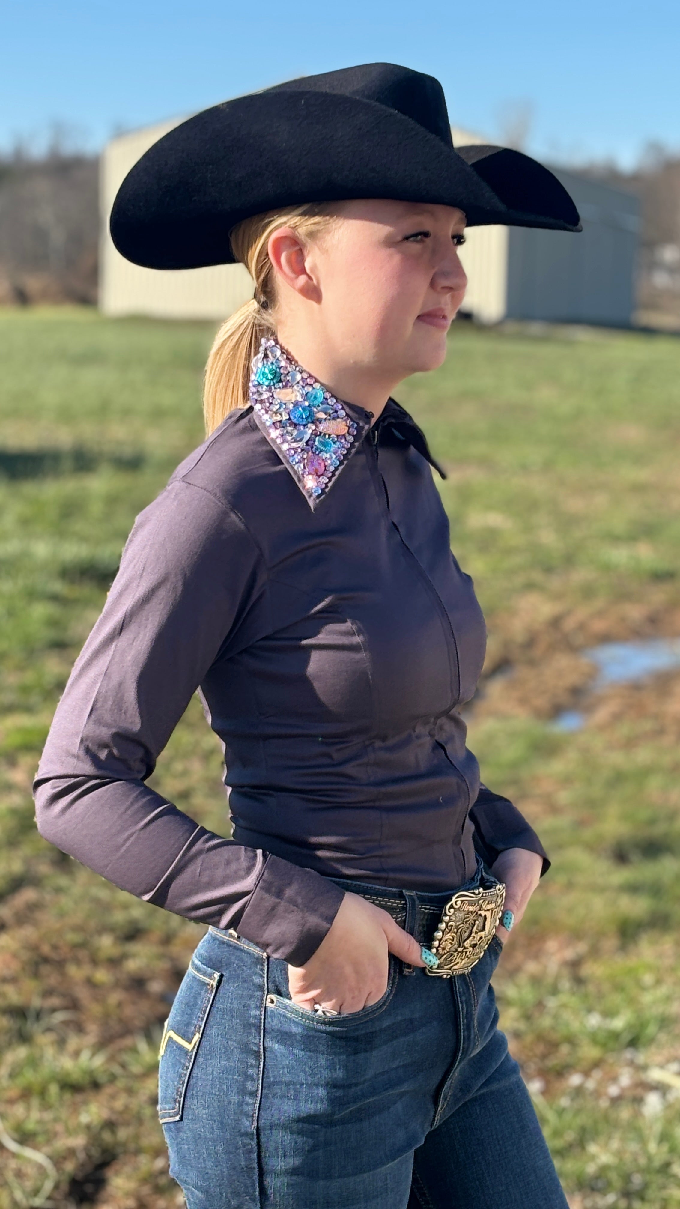 Embellished Collar Show Shirt