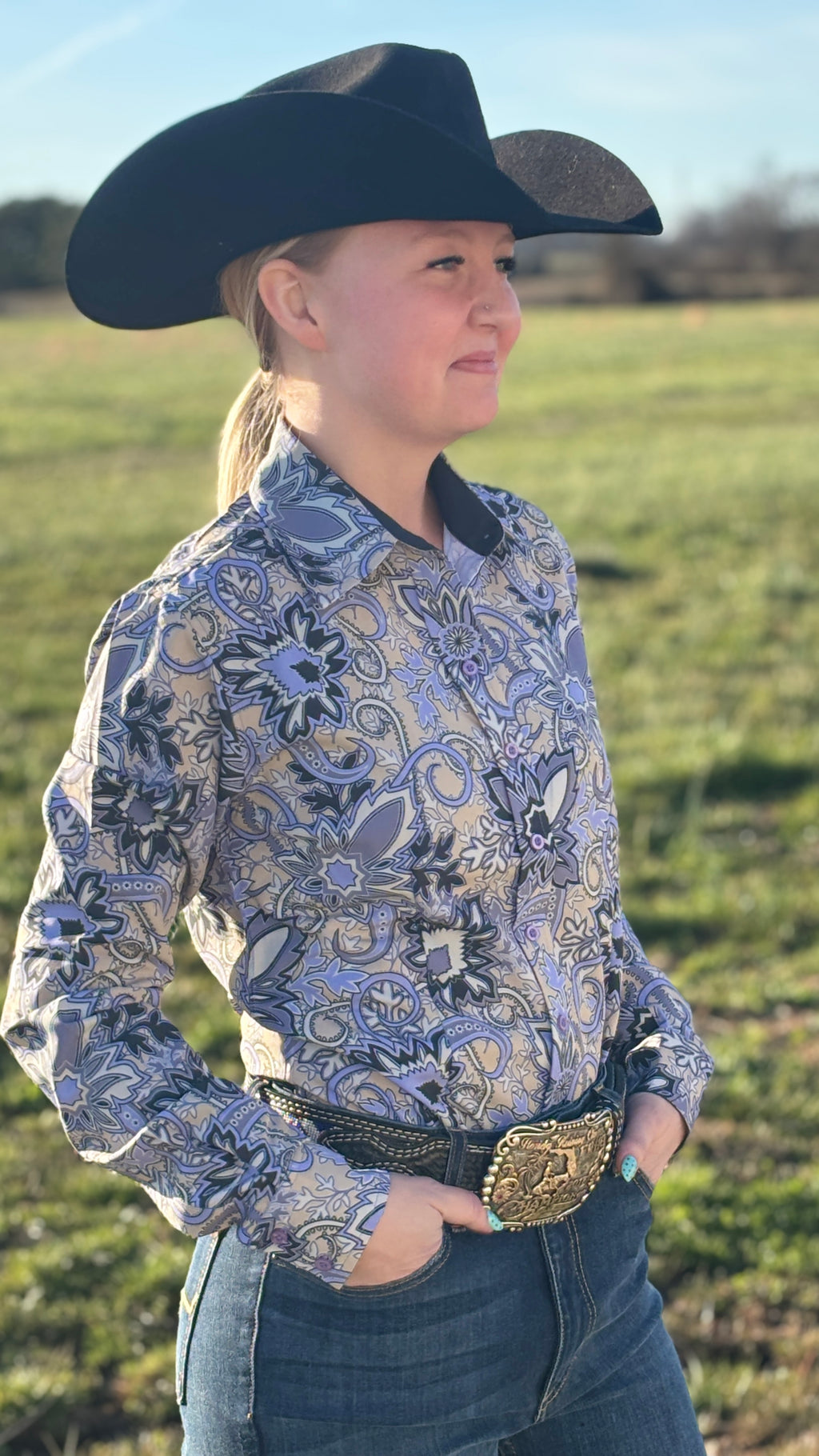 Blue Burst Easy Care Button Up