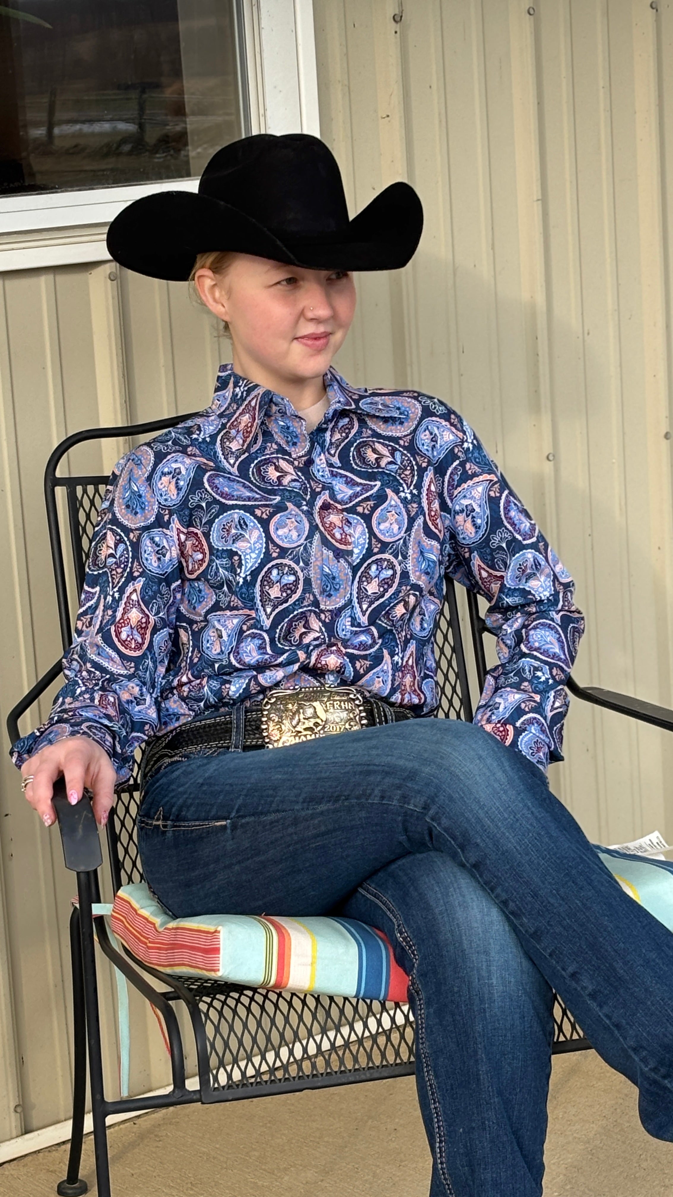 Deep Navy Paisley Easy Care Button Up