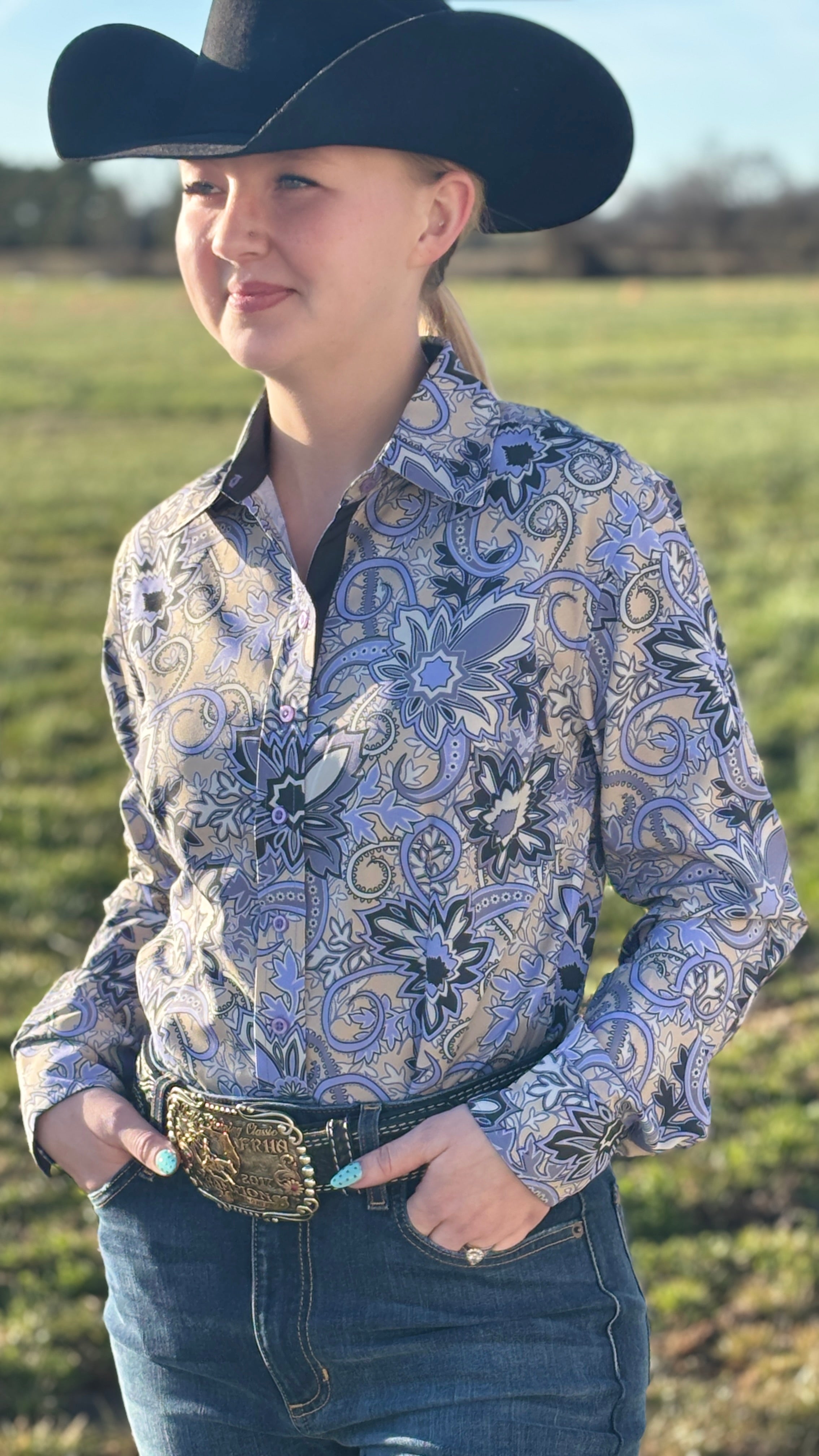 Blue Burst Easy Care Button Up