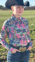 Lillies & Hummingbirds Easy Care Button Up