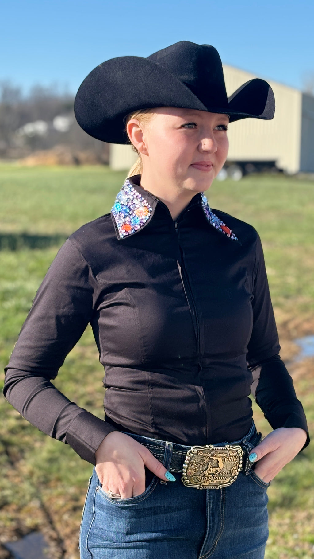 Embellished Collar Show Shirt