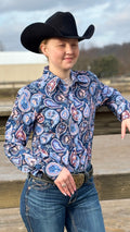 Deep Navy Paisley Easy Care Button Up