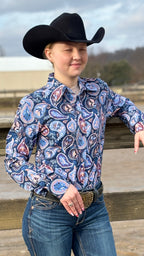 Deep Navy Paisley Easy Care Button Up