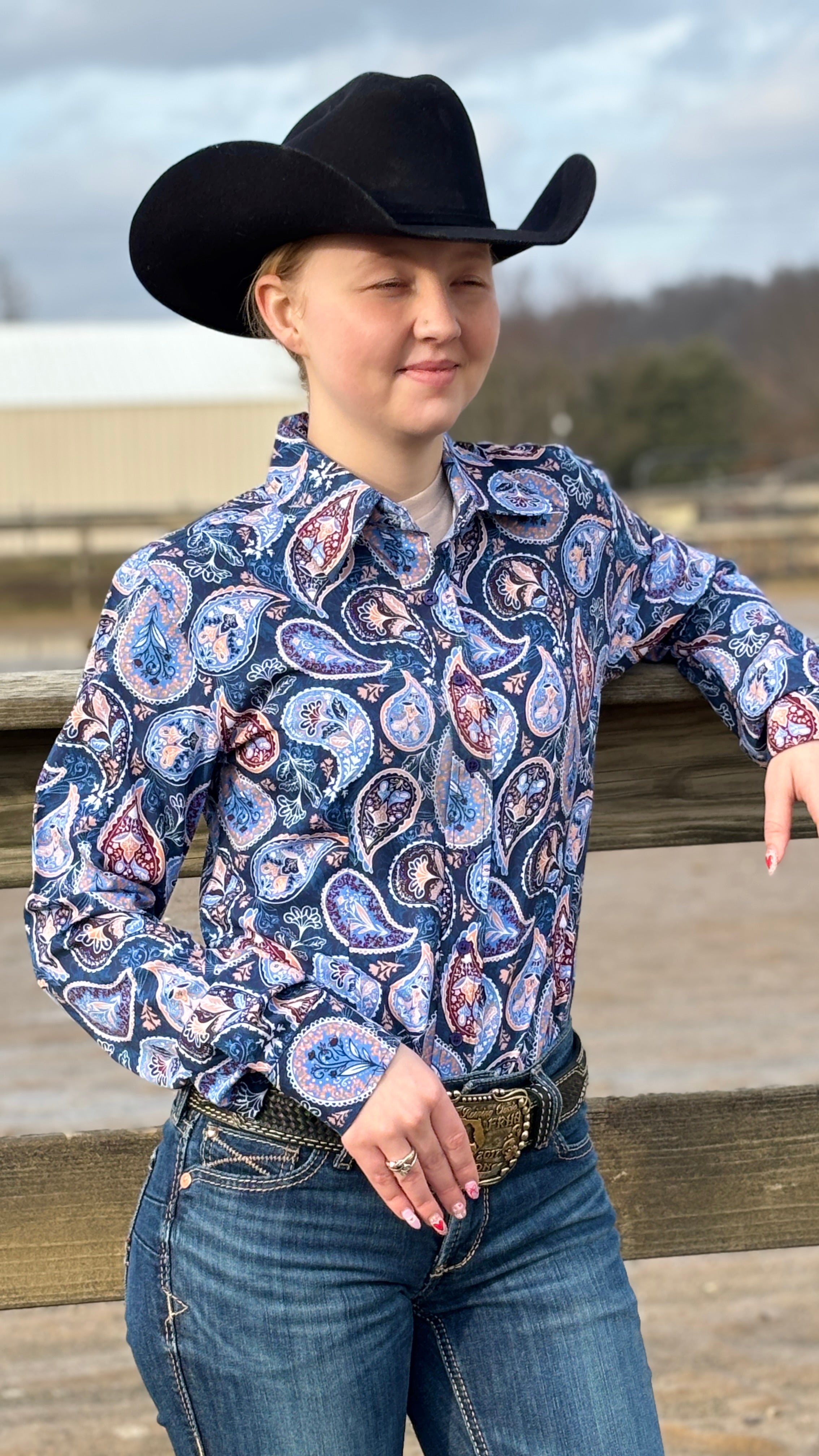 Deep Navy Paisley Easy Care Button Up