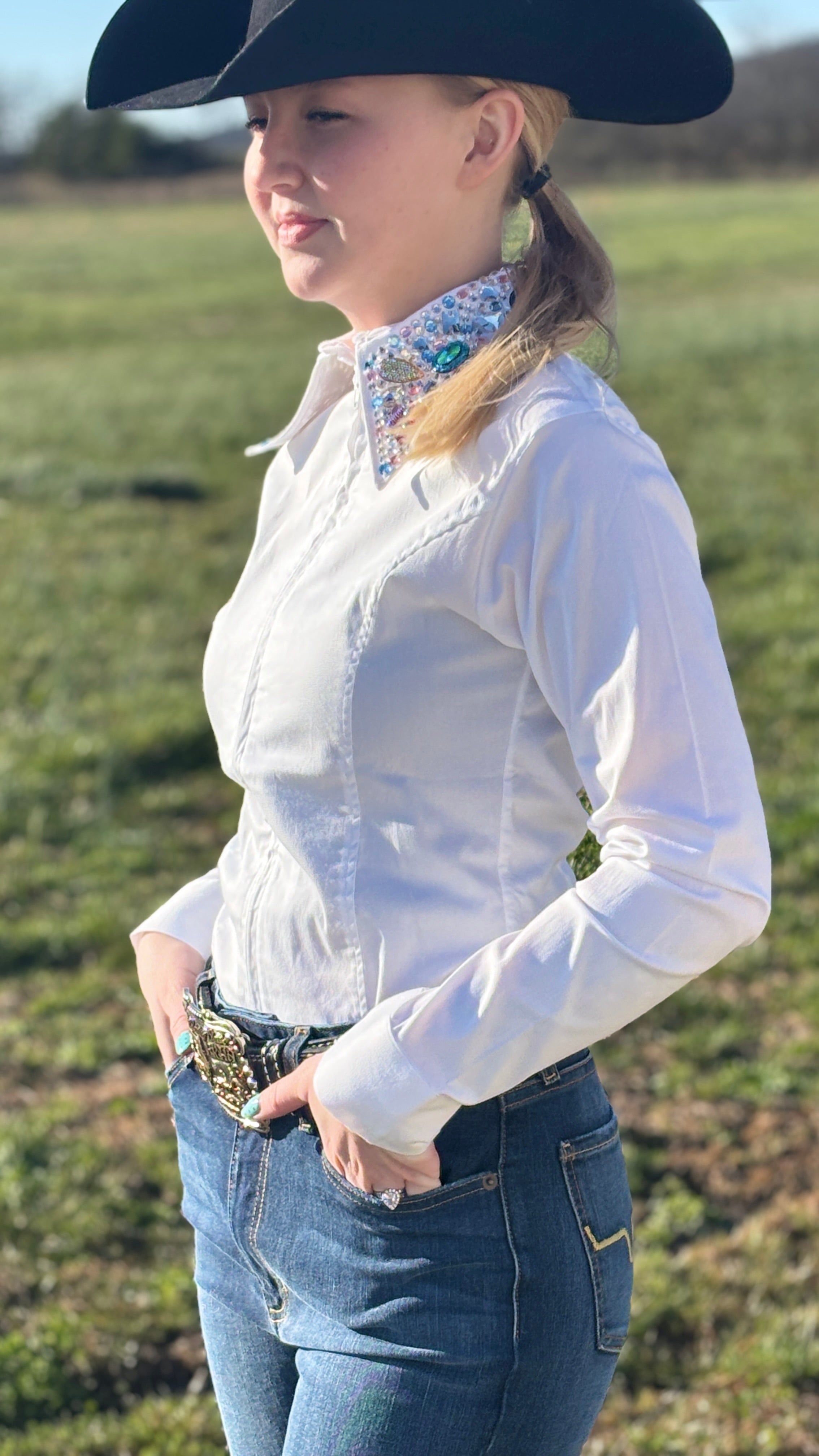Embellished Collar Show Shirt