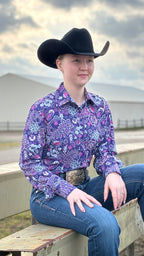 Blooming Twilight Easy Care Button Up
