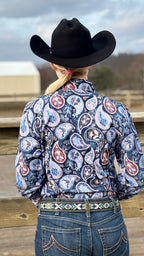 Deep Navy Paisley Easy Care Button Up