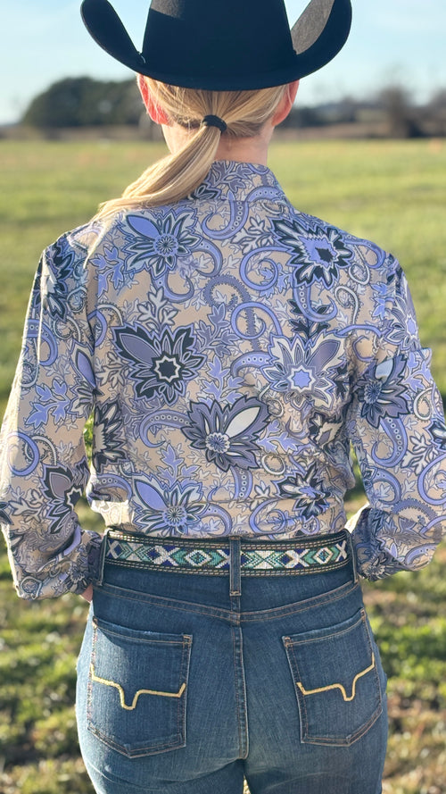Blue Burst Easy Care Button Up