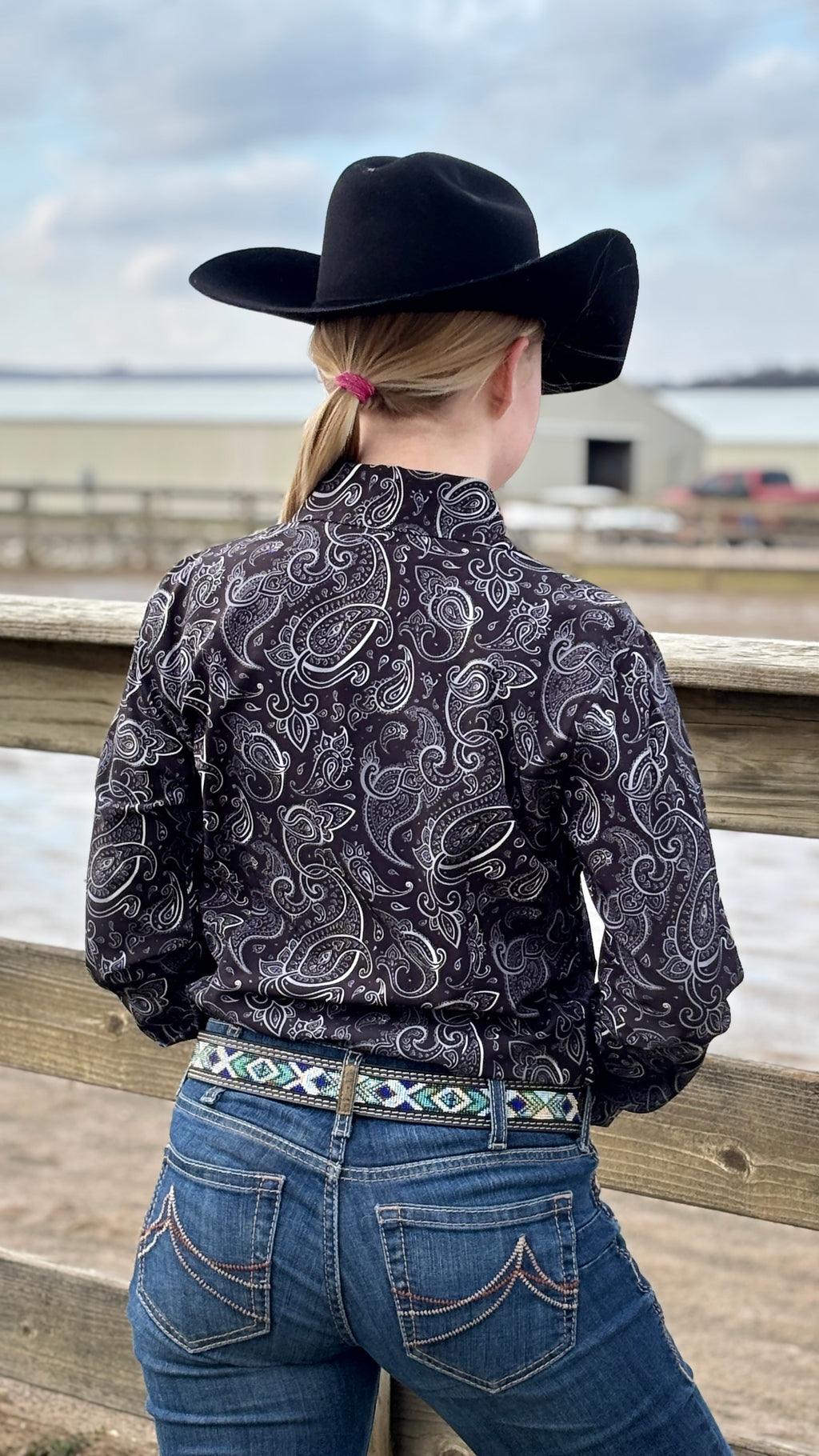 Black Paisley Easy Care Button Up