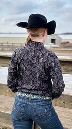 Black Paisley Easy Care Button Up