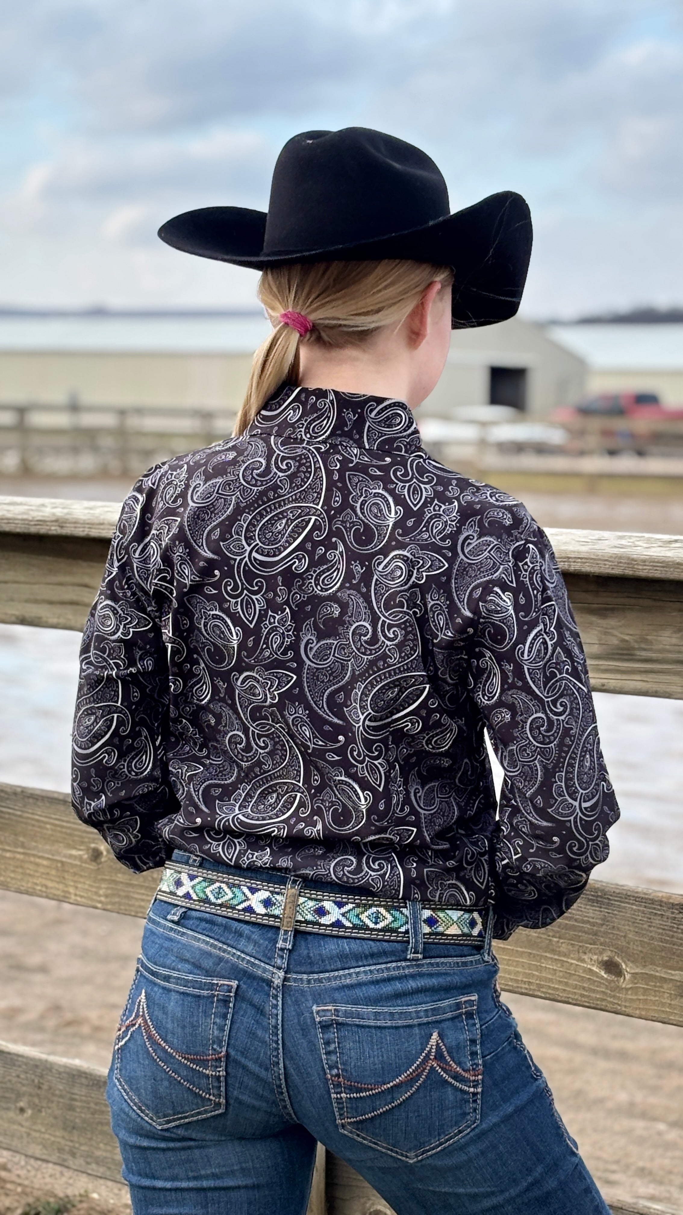 Black Paisley Easy Care Button Up
