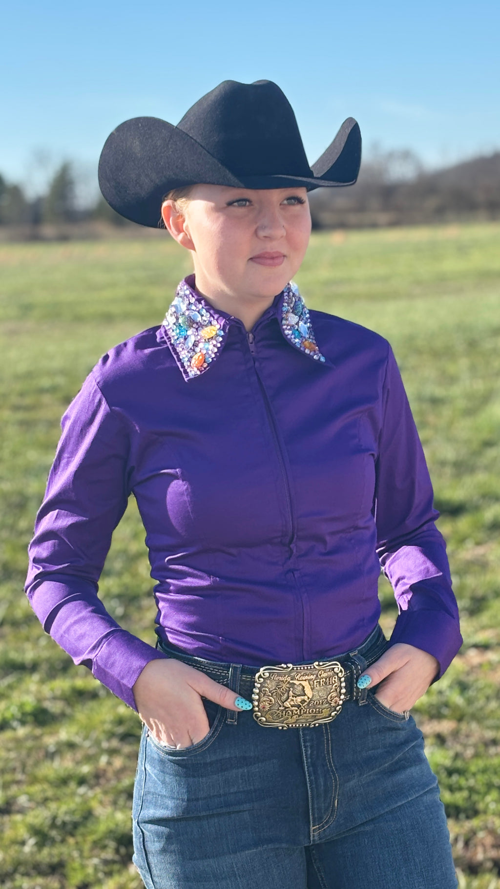 Embellished Collar Show Shirt