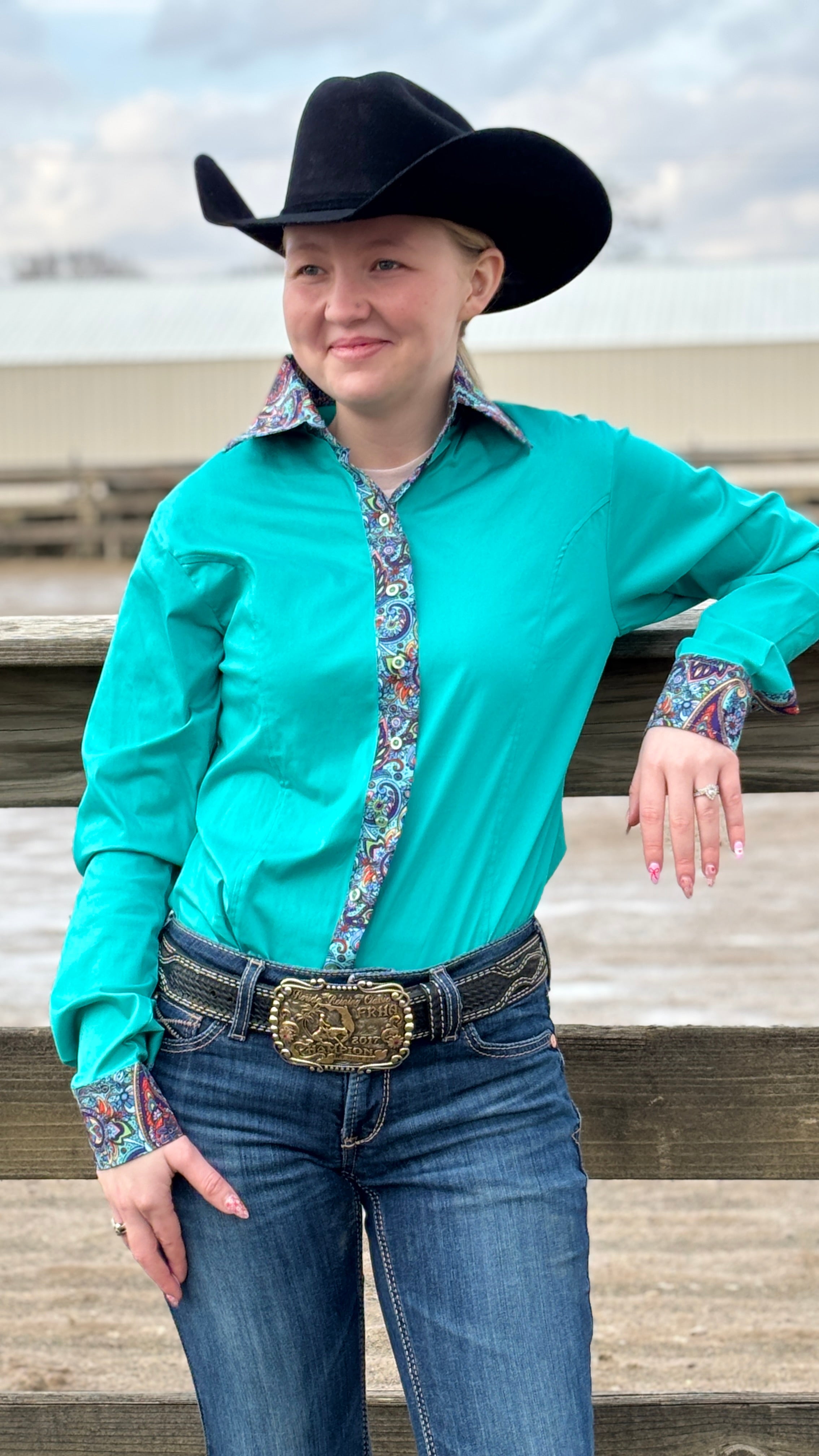 Teal Paisley Sateen Shirt
