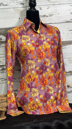 Orange Rose Print Easy Care Shirt