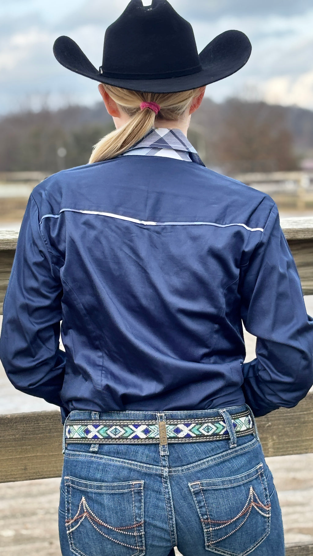 Blue Plaid Sateen Conceal Zip