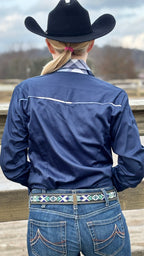 Blue Plaid Sateen Conceal Zip