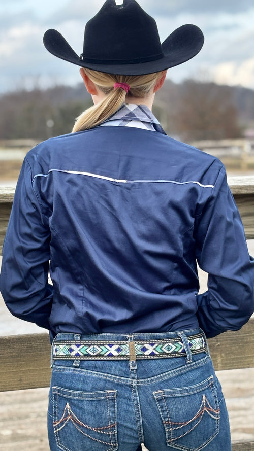 Blue Plaid Sateen Conceal Zip