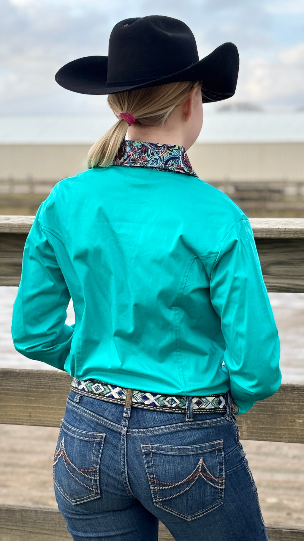 Teal Paisley Sateen Shirt