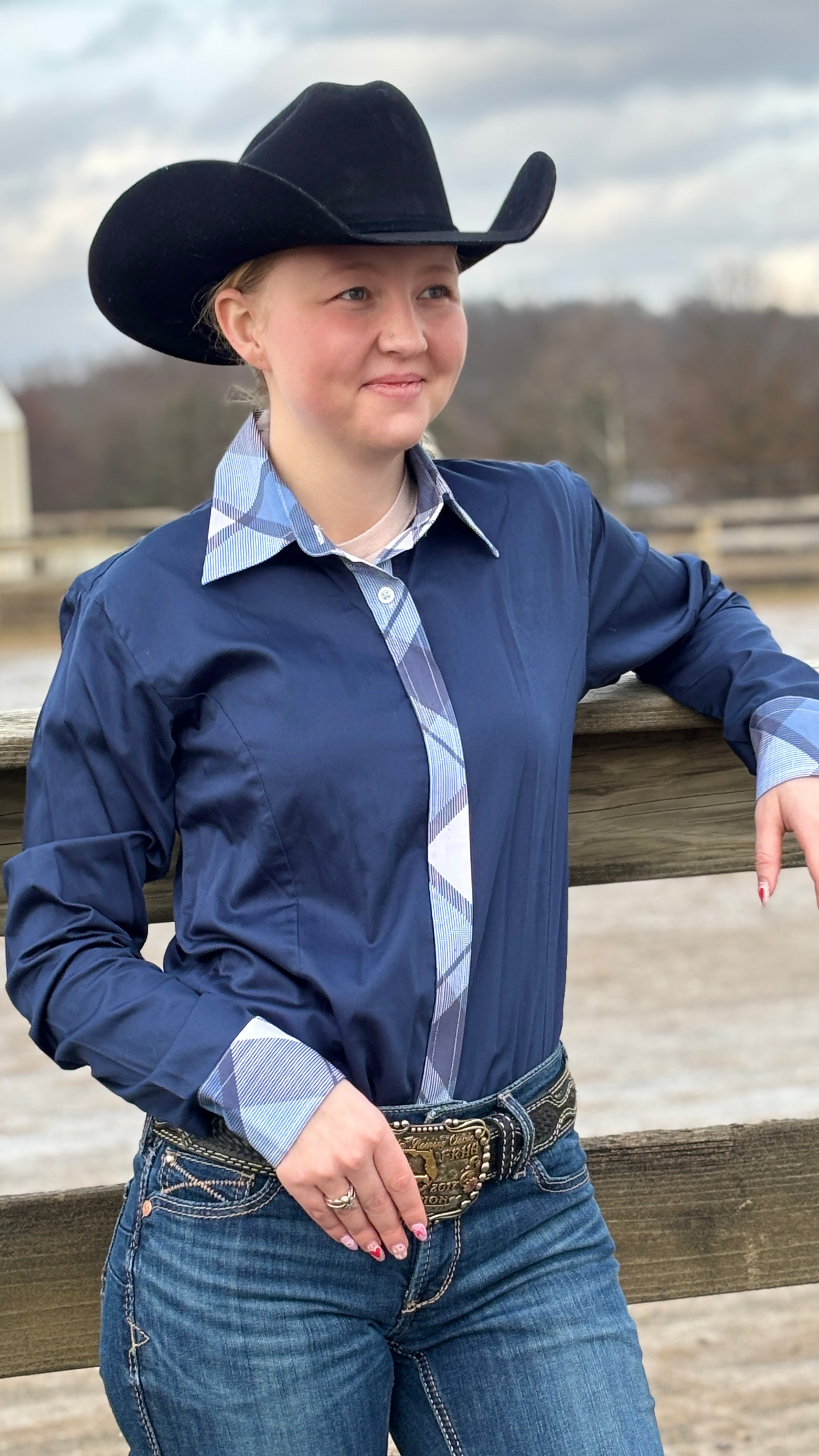 Blue Plaid Sateen Conceal Zip